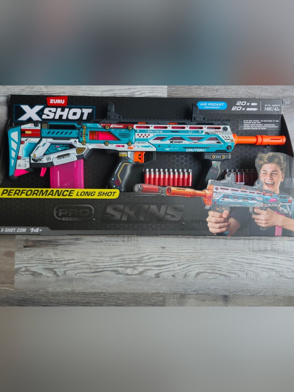 NEW ZURU X Shot Pro Longshot Blaster Sealed Foam Dart Gun Slam Fire 20 Dart
